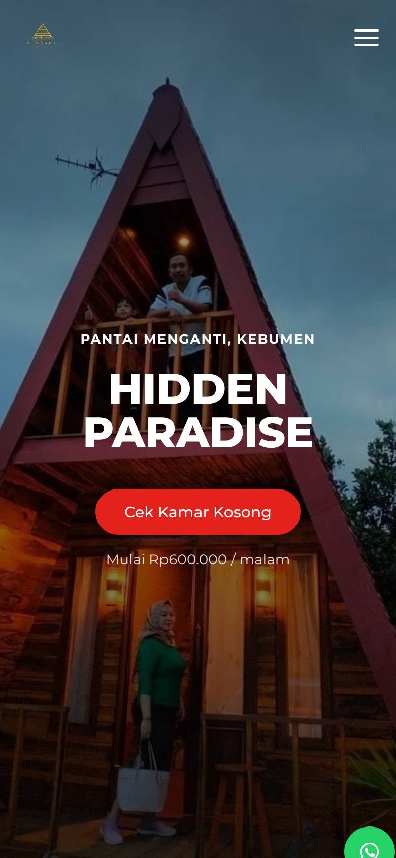 Halaman pemesanan Menganti Cottage di HP